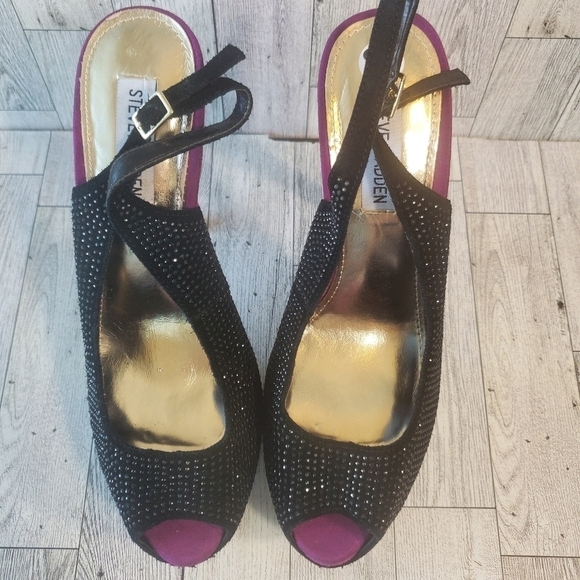 STEVE MADDEN Sexy Studded Peep-Toe Platform Slingback‎ Multi-Color Women 9.5 US. - Picture 2 of 12